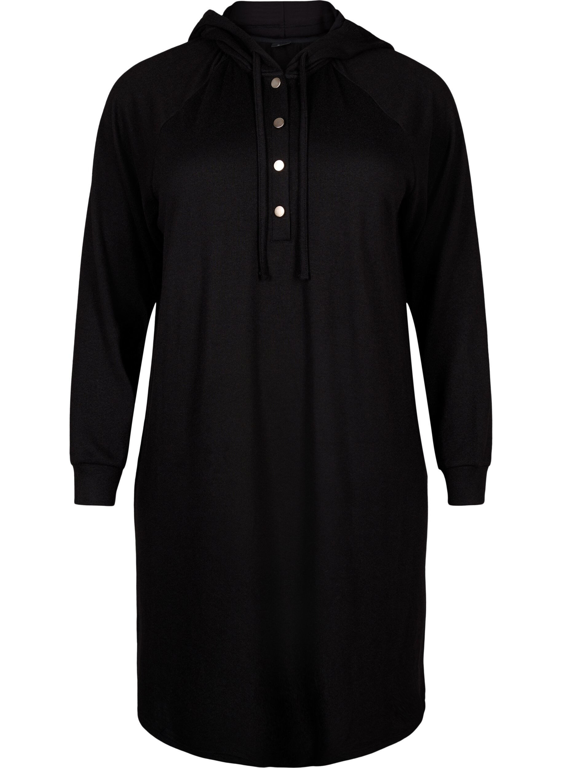 Zizzi L&aring;ng&auml;rmad sweatshirtkl&auml;nning med huva, Black, Packshot image number 0