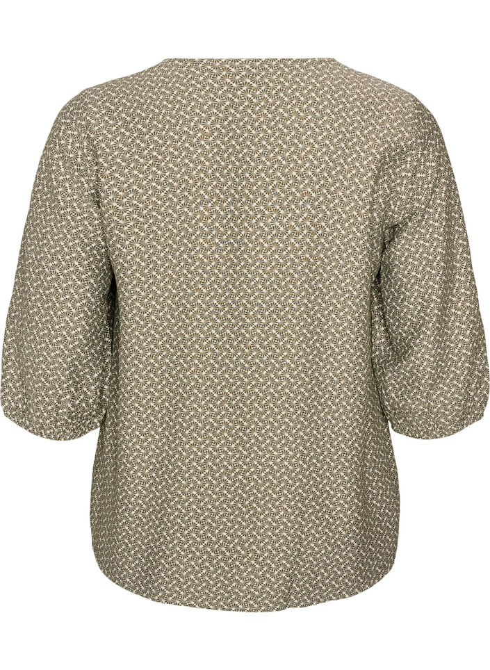 M&ouml;nstrad blus i viskos med 3/4-&auml;rm, Gr&ouml;n, Packshot image number 1