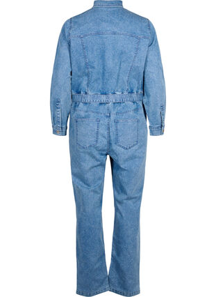 Långärmad jumpsuit i denim, Light Blue Denim, Packshot image number 1