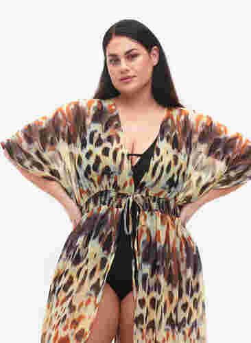 Strandkimono med tryck, Abstract Leopard, Model image number 2