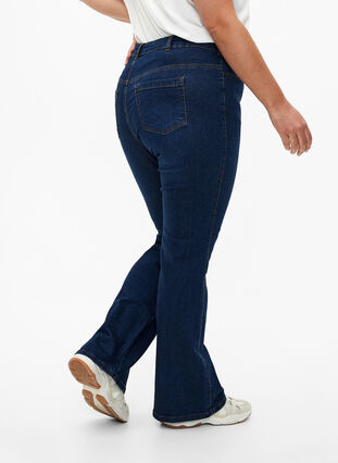 Ellen bootcut jeans med hög midja, Dark Blue, Model image number 2