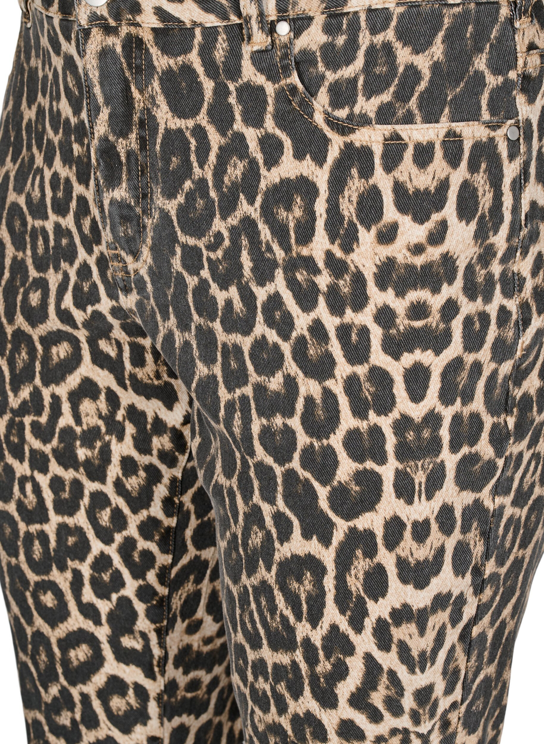 Zizzi Emily-jeans med leopardm&ouml;nster, Brun, Packshot image number 2