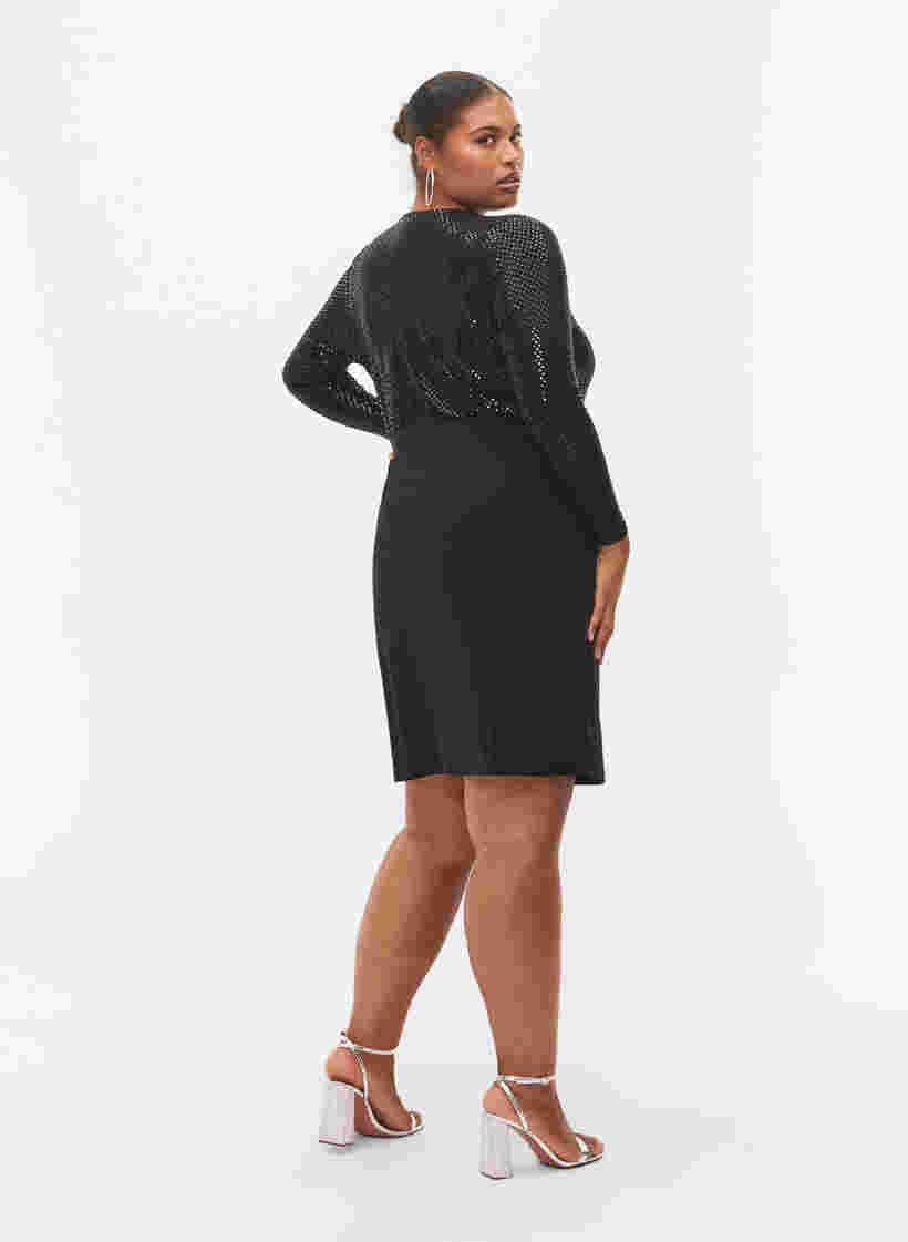 Kroppsnära klänning med glitter, Black, Model image number 1
