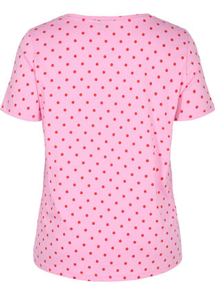 Prickig t-shirt i bomull, Prism Pink W. Dot, Packshot image number 1