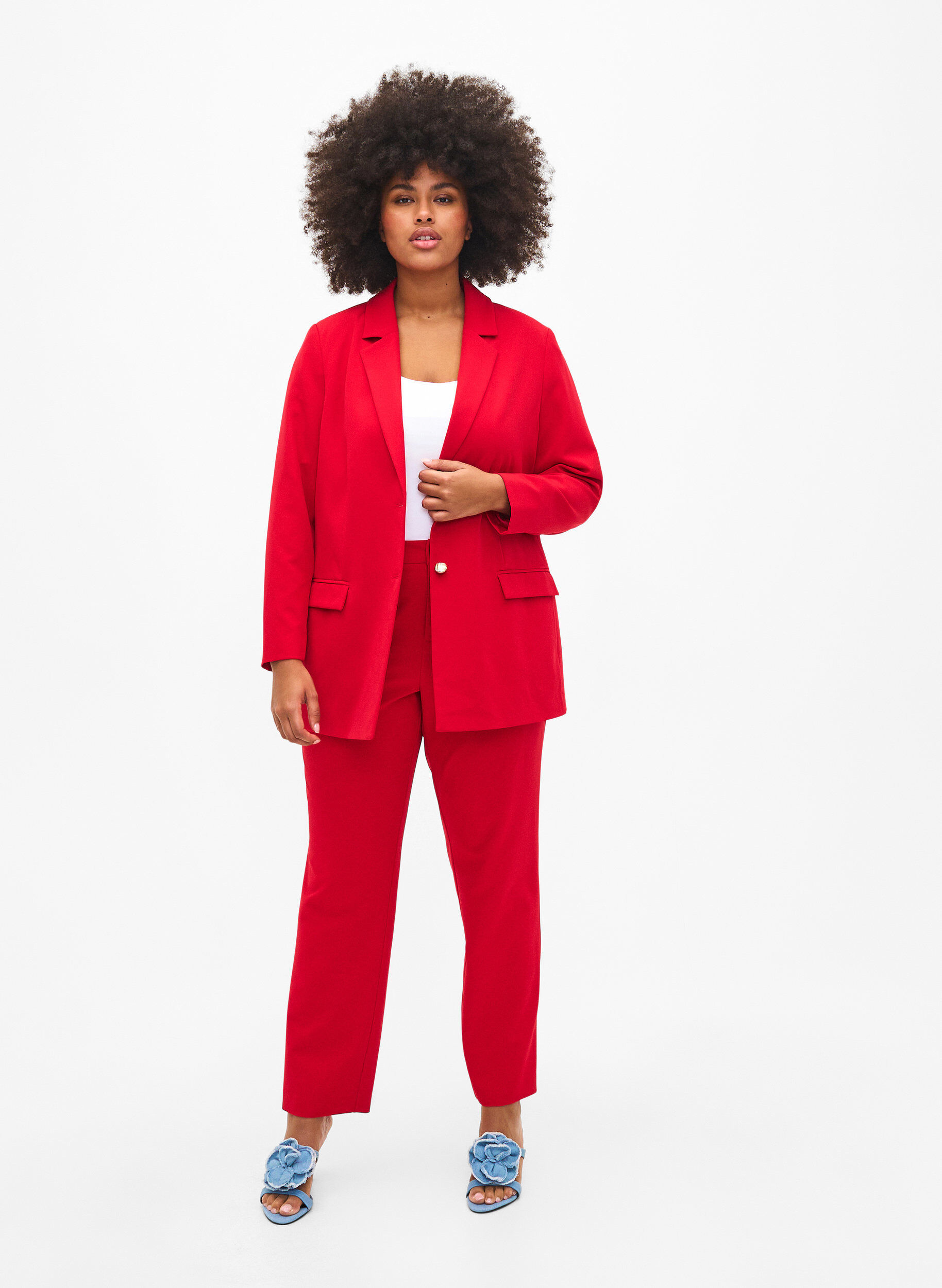 ZizziKostymbyxor med fickor, Tango Red, Model image number 0