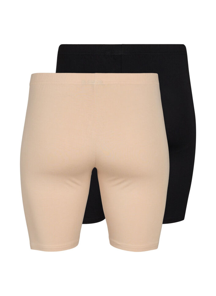 2-pack cykelshorts i viskos, Beige, Packshot image number 1