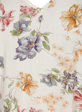 Kortärmad viskosblus med blommigt mönster, Creme Vintage Flower, Packshot image number 2
