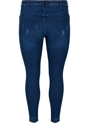 Super slim Amy Jeans med slits, Dark blue denim, Packshot image number 1