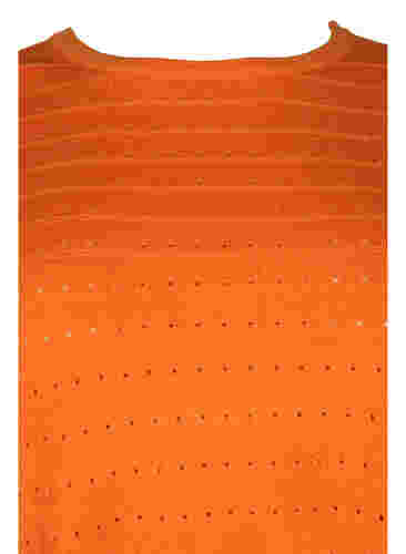 Stickad tröja med struktur och rund hals, Vibrant Orange, Packshot image number 2