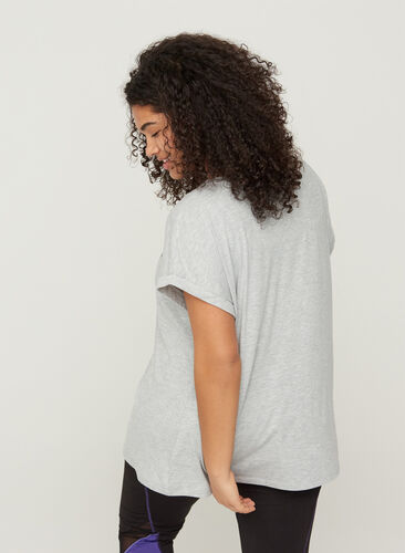 Tränings-t-shirt med tryck, Light Grey Melange, Model image number 1