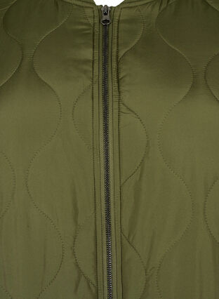 Lång quiltad jacka med fickor och dragkedja, Winter Moss, Packshot image number 2