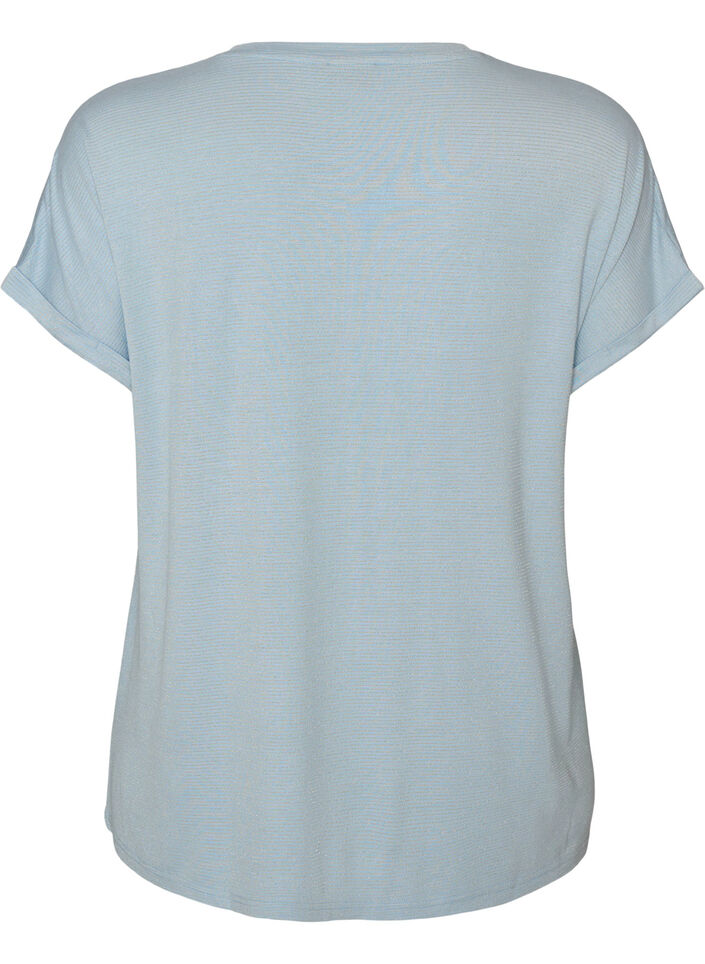 T-shirt i viskos med glitterr&auml;nder, Bl&aring;, Packshot image number 1