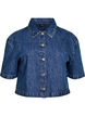 Kort&auml;rmad jeansjacka med kn&auml;ppning, Bl&aring;, Packshot image number 0