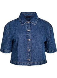 Kort&auml;rmad jeansjacka med kn&auml;ppning, Bl&aring;