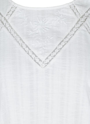 Långärmad bomullsblus med broderi, Bright White, Packshot image number 2