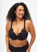 Vadderad bygel-bh med broderi, Svart, Model image number 0
