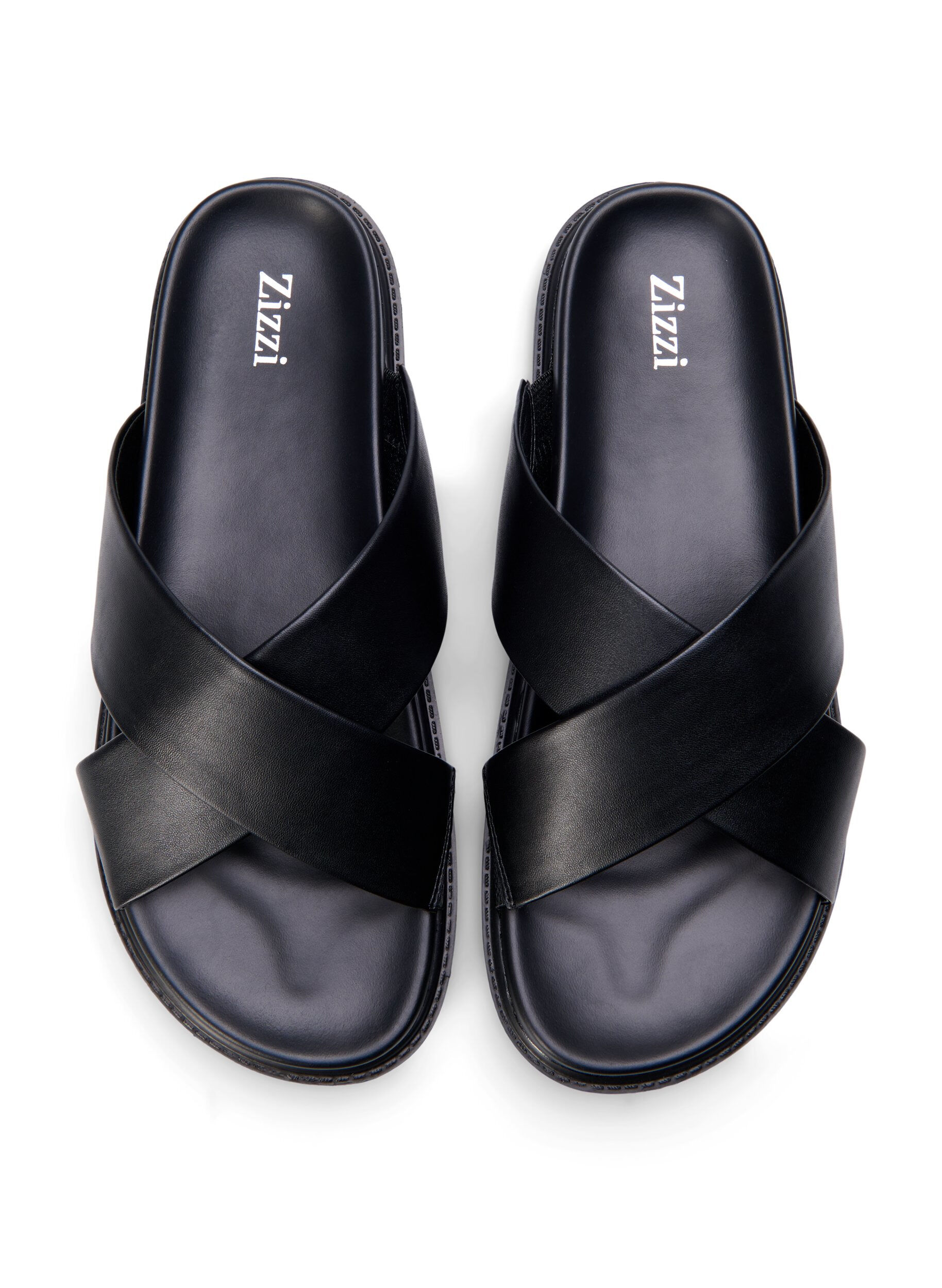 Zizzi Sandal med bred passform och korsade remmar, Black, Packshot image number 2