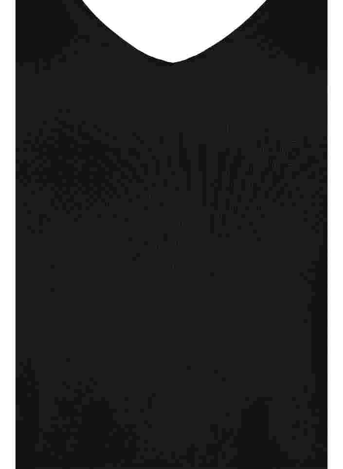 V-ringad meshtopp med kroppsnära passform, Black, Packshot image number 2