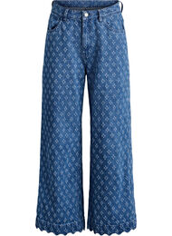 Myra jeans med bred passform och slitningar, Bl&aring;