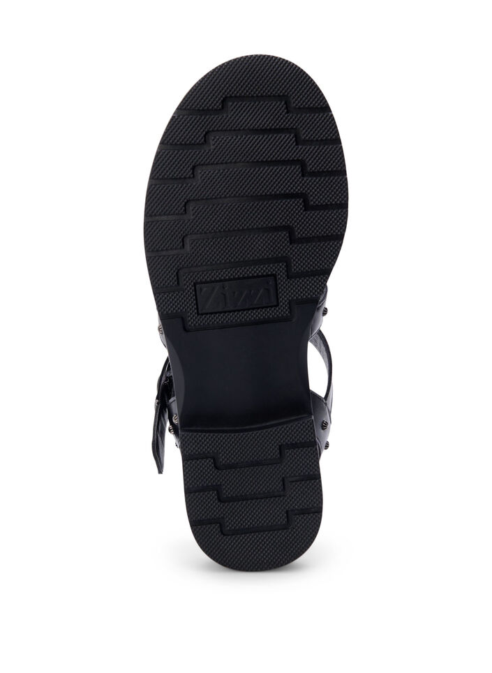 Bred sandal med nitar, Svart, Packshot image number 4