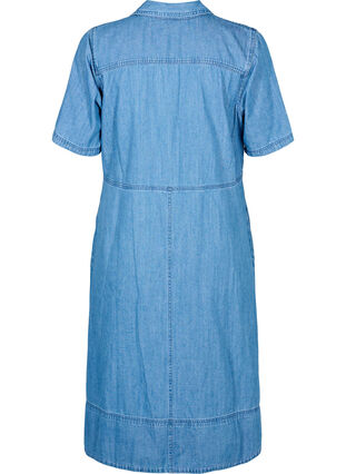 Skjortklänning i jeanstyg med korta ärmar, Light Blue Denim, Packshot image number 1