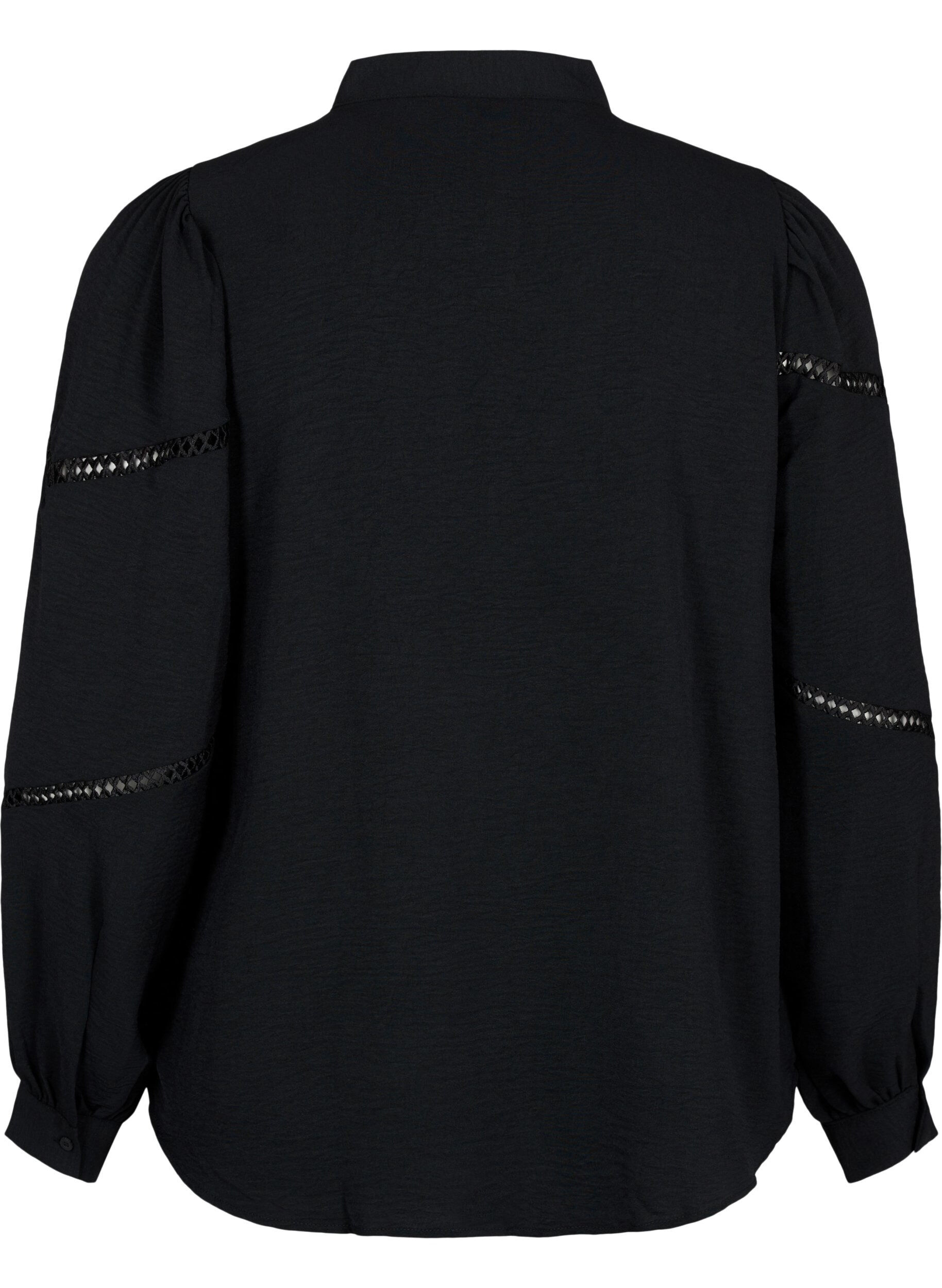 Zizzi Blus med virkade detaljer, Black, Packshot image number 1