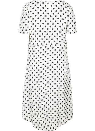Kortärmad viskosklänning med prickar, White w. Black Dot, Packshot image number 1