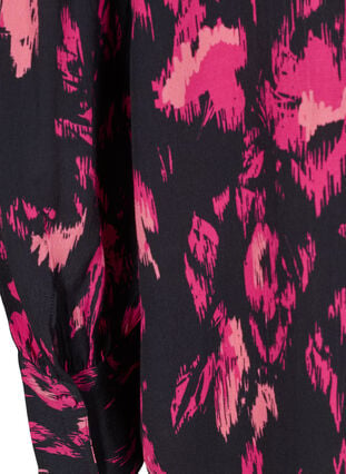 Långärmad blus i viskos med mönster, Black Pink AOP, Packshot image number 3