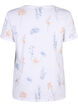T-shirt i ekologisk bomull med blommigt tryck, White W. Blue flower, Packshot image number 1