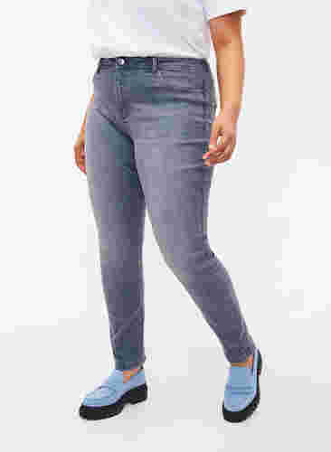Nille jeans med extra slim fit och hög midja, Grey Denim, Model image number 2