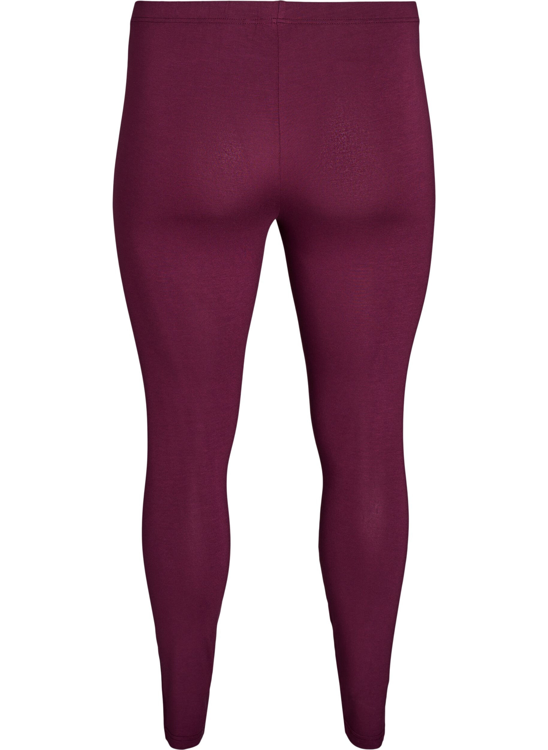 ZizziBasic leggings i viskos, M&ouml;rk Bordeaux, Packshot image number 1