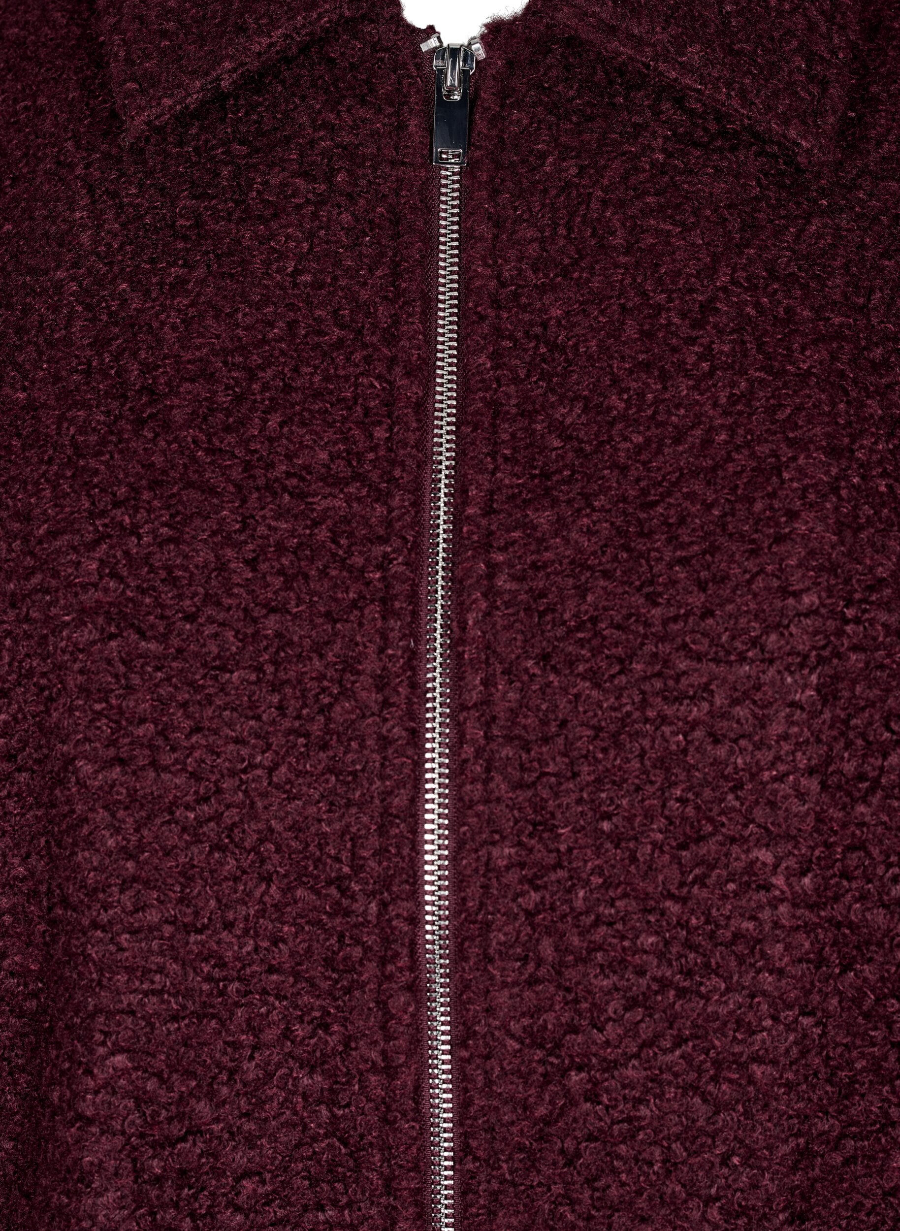 Zizzi Kort jacka med dragkedja, M&ouml;rk Bordeaux, Packshot image number 2