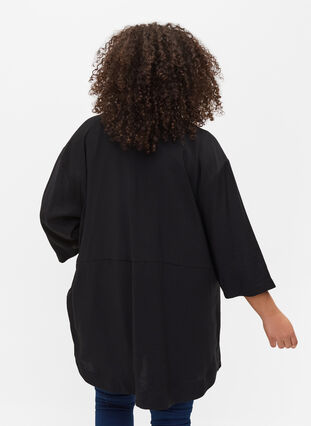 Tunika med dragkedja och 3/4-ärmar, Black, Model image number 1