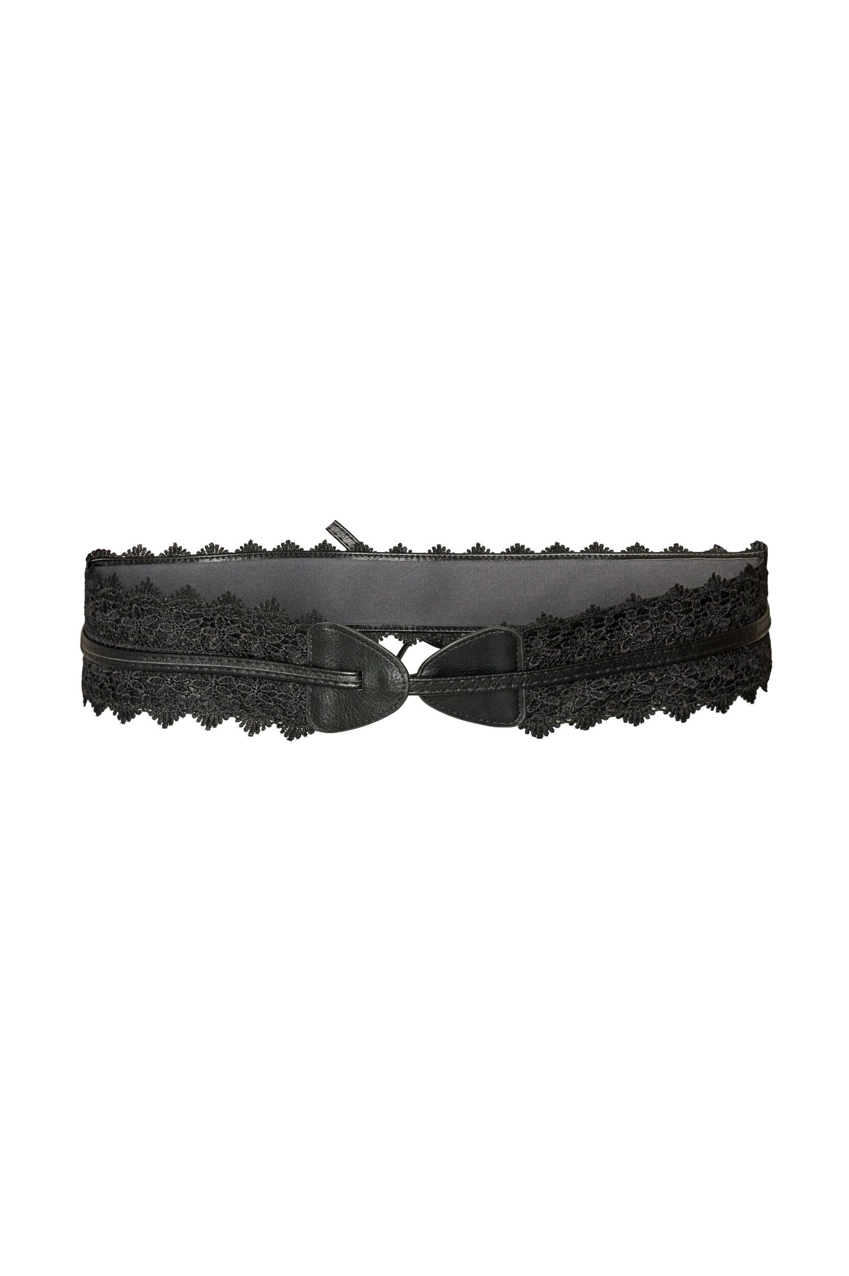 ZizziMidjesk&auml;rp med spets och knytning, Svart, Packshot image number 1