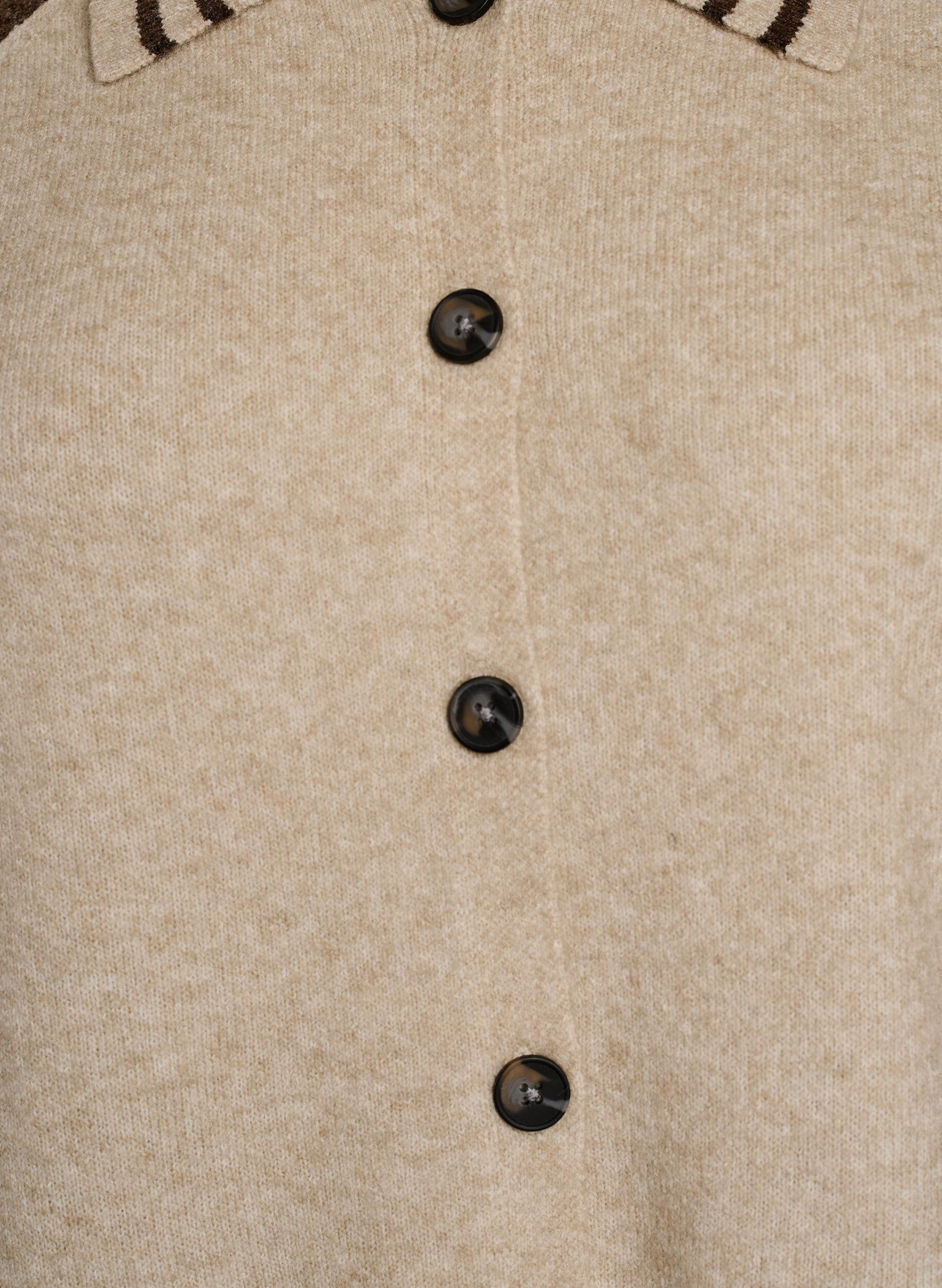 ZizziKofta med kontrast&auml;rmar och krage, Beige, Packshot image number 2