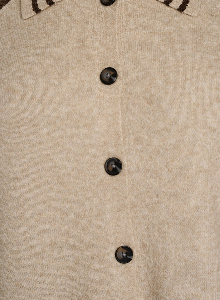 Kofta med kontrast&auml;rmar och krage, Beige, Packshot image number 2