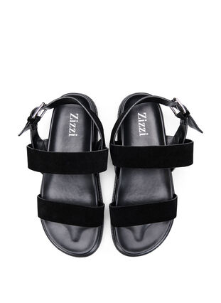 Sandal med bred passform i mocka, Black, Packshot image number 2