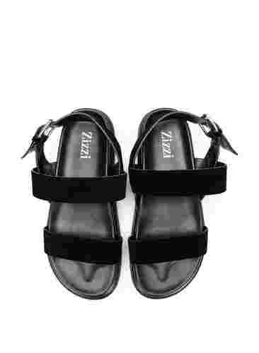 Sandal med bred passform i mocka, Black, Packshot image number 2