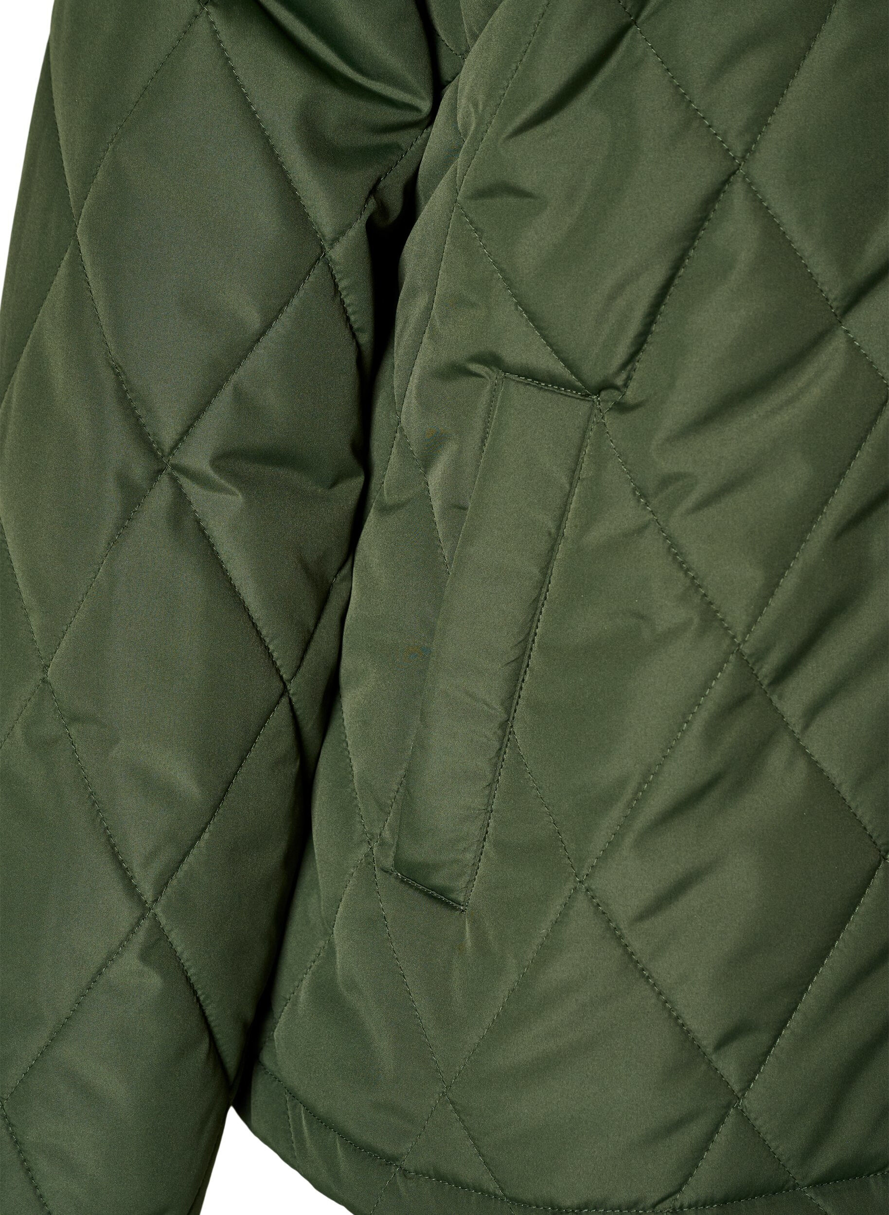 ZizziL&auml;tt vadderad jacka med diamantquilt, Gr&ouml;n, Packshot image number 3