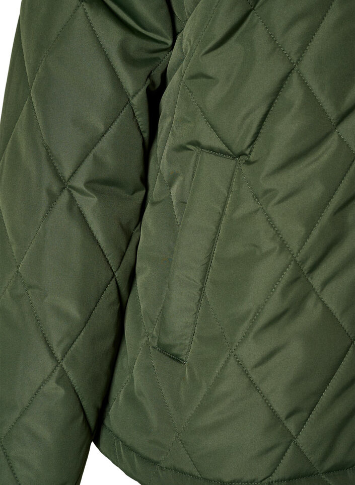 L&auml;tt vadderad jacka med diamantquilt, Gr&ouml;n, Packshot image number 3