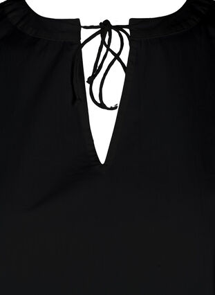 Kort bomullsklänning i a-form, Black, Packshot image number 2