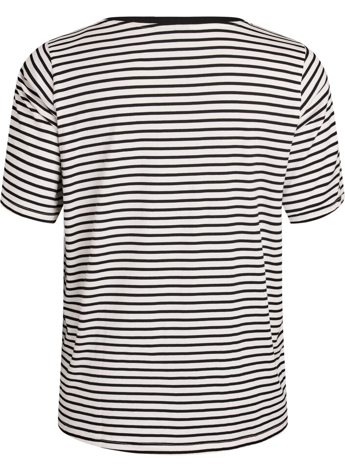 T-shirt i TENCEL&trade; Lyocell med r&auml;nder, Vit, Packshot image number 1
