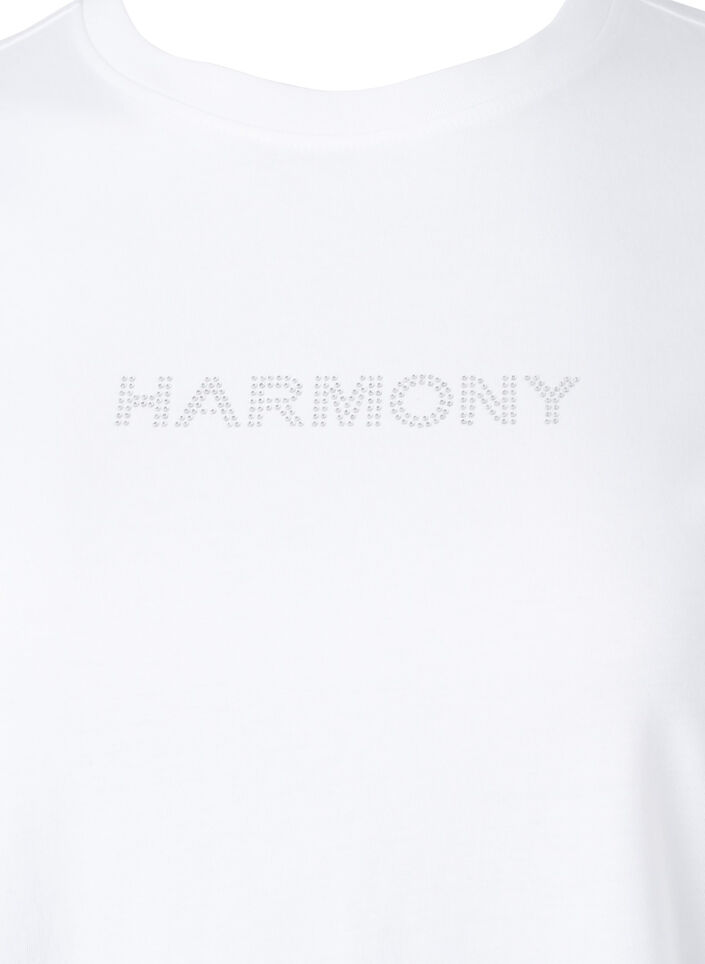T-shirt i ekologisk bomull med text, White HARMONY, Packshot image number 2