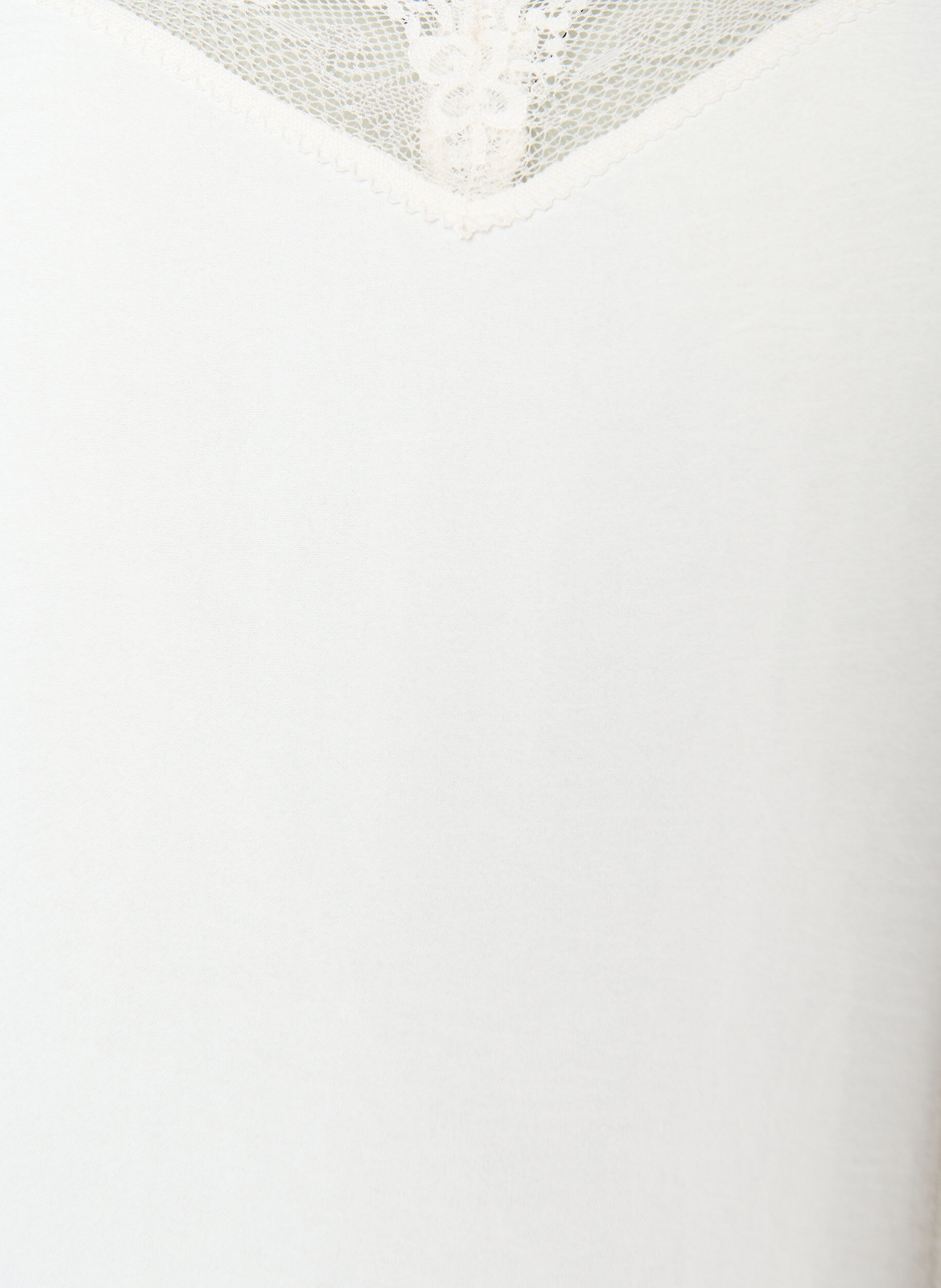 Zizzi Cami-topp med V-ringning och spetskant, Vanilla, Packshot image number 2