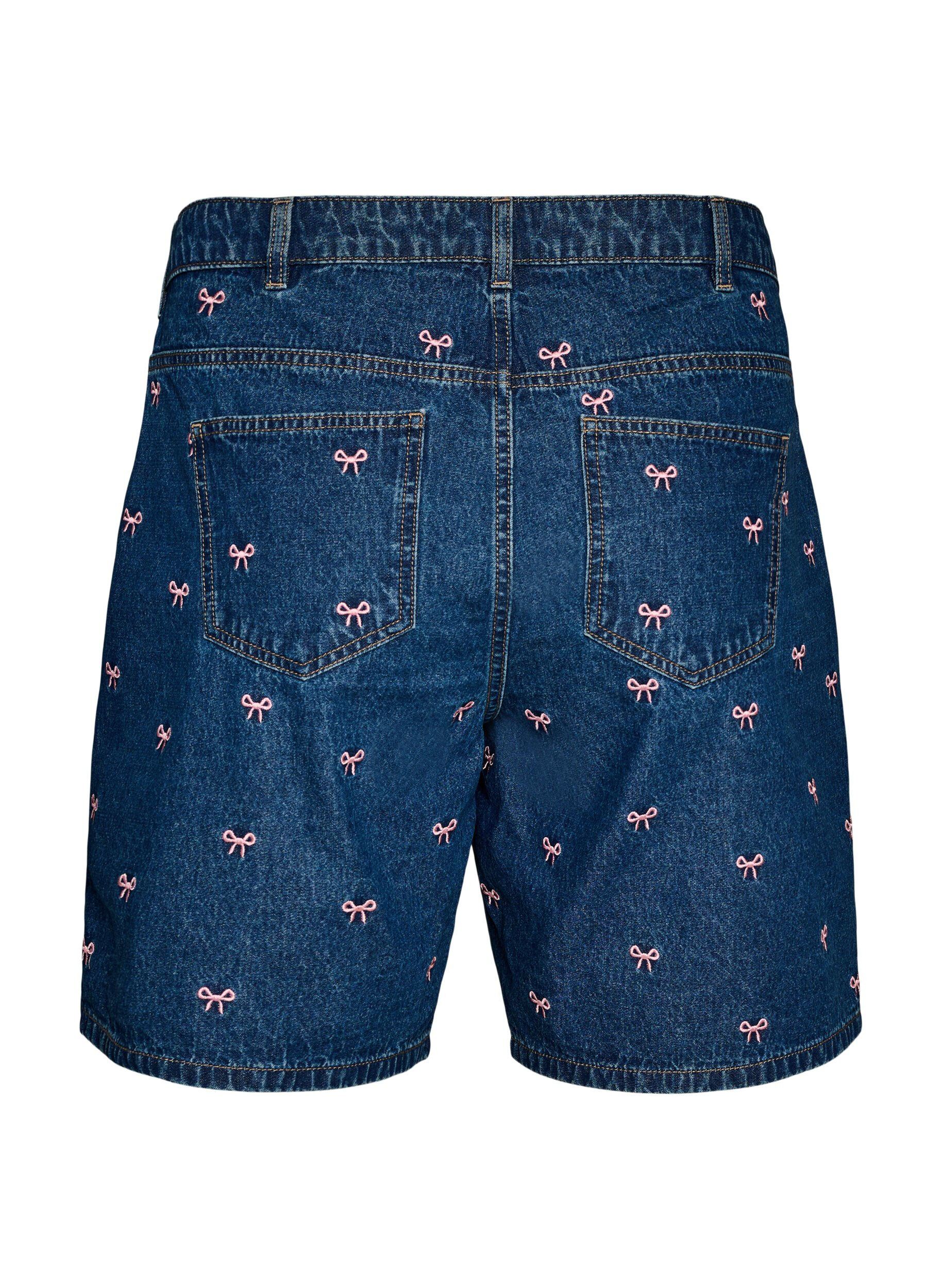 ZizziBroderade jeansshorts, Bl&aring;, Packshot image number 1