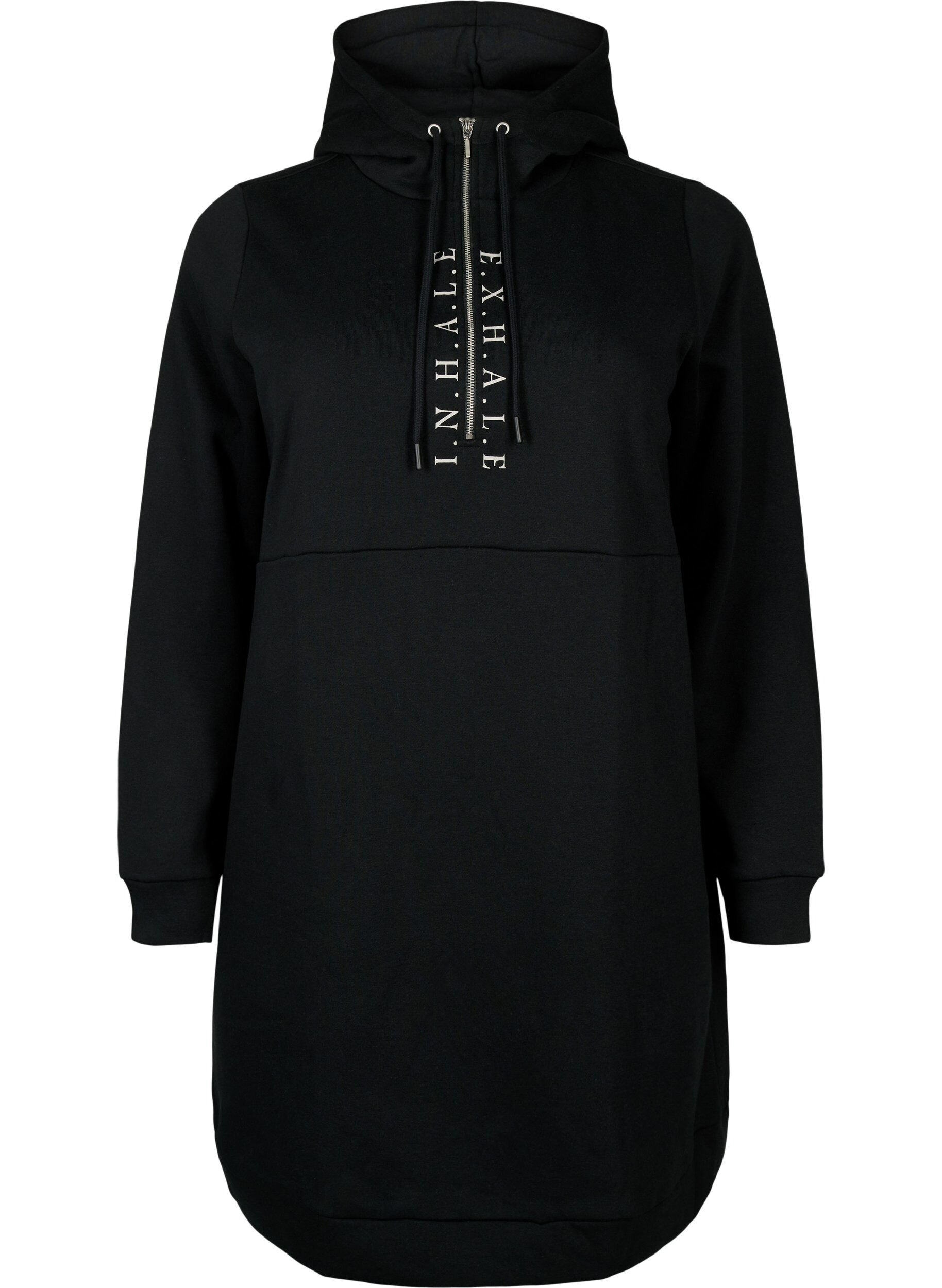 Zizzi Sportig sweatshirtkl&auml;nning med huva, Black/Grey, Packshot image number 0