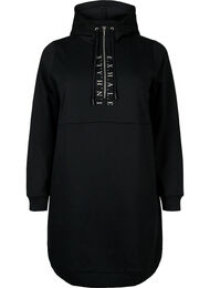 Sportig sweatshirtklänning med huva, Black/Grey