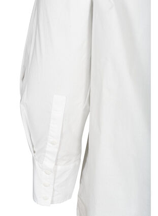 Lång bomullsskjorta med bröstficka, Bright White, Packshot image number 3