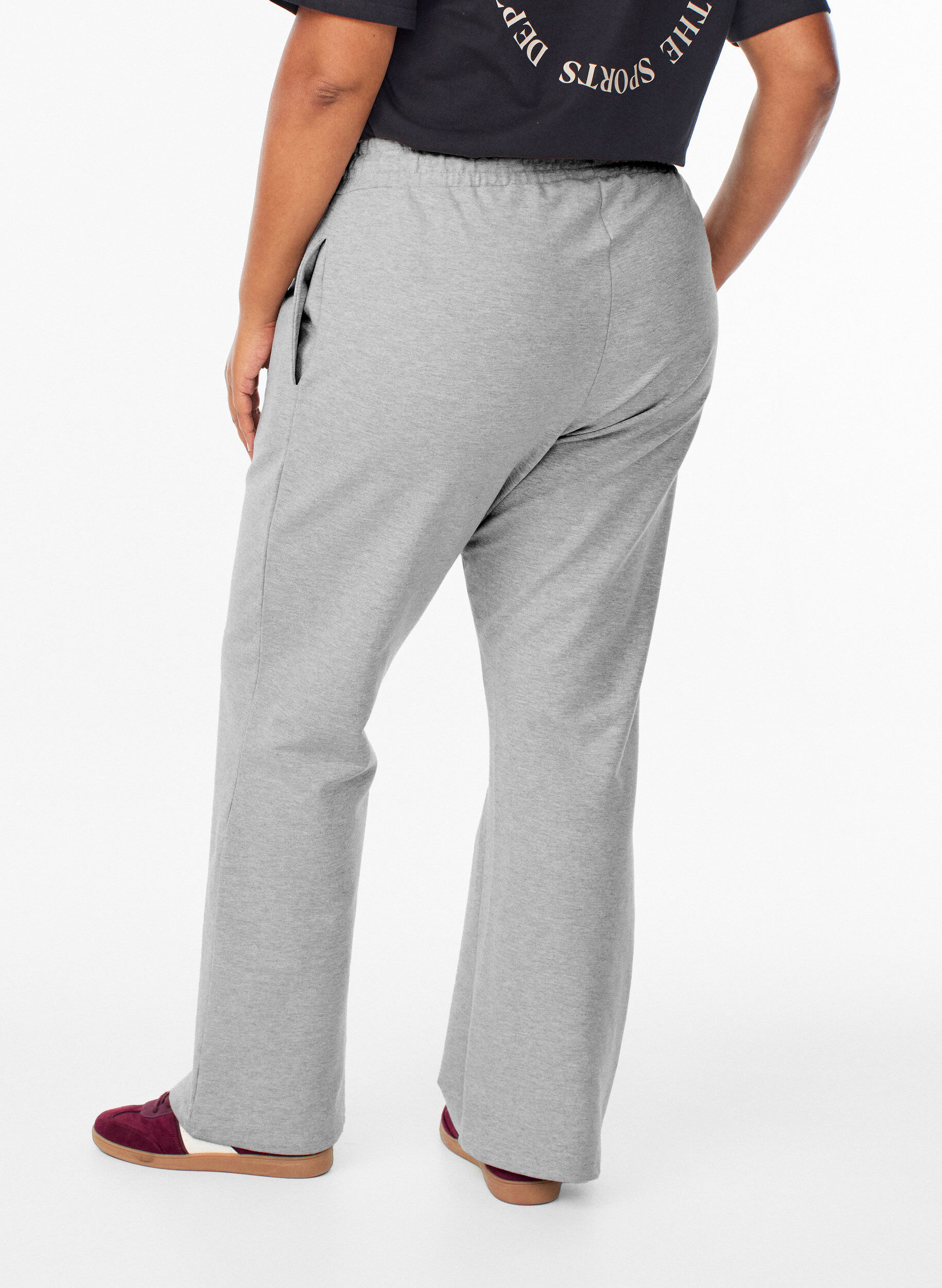 Zizzi Utsv&auml;ngda sweatpants med h&ouml;g midja, Gr&aring;, Model image number 1