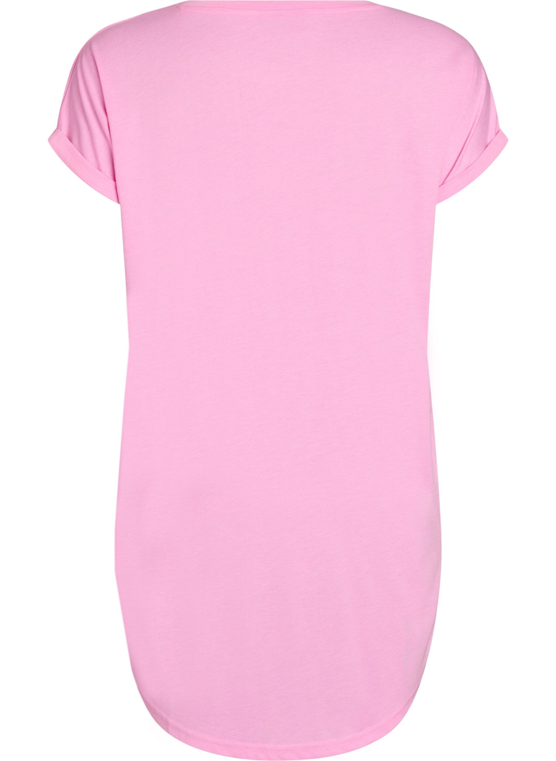 ZizziKort&auml;rmat nattlinne med texttryck, Rosa, Packshot image number 1